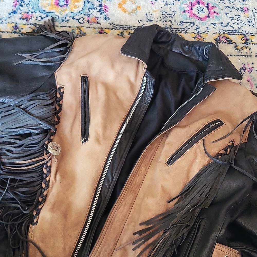 vinatge cowgirl style fringe leather jacket - Picture 4 of 9
